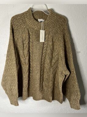 Universal Thread Women's Plus Size 1X Mock Turtleneck Pullover Tan Sweater
